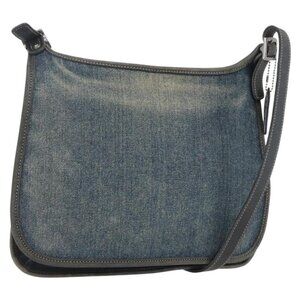 Authentic Coach Shoulder Bag Denim Blue Silver